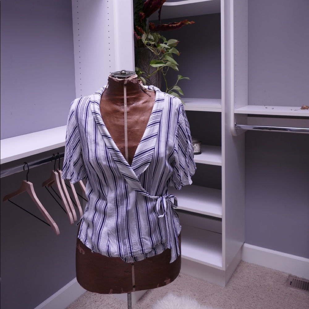 White striped wrap top